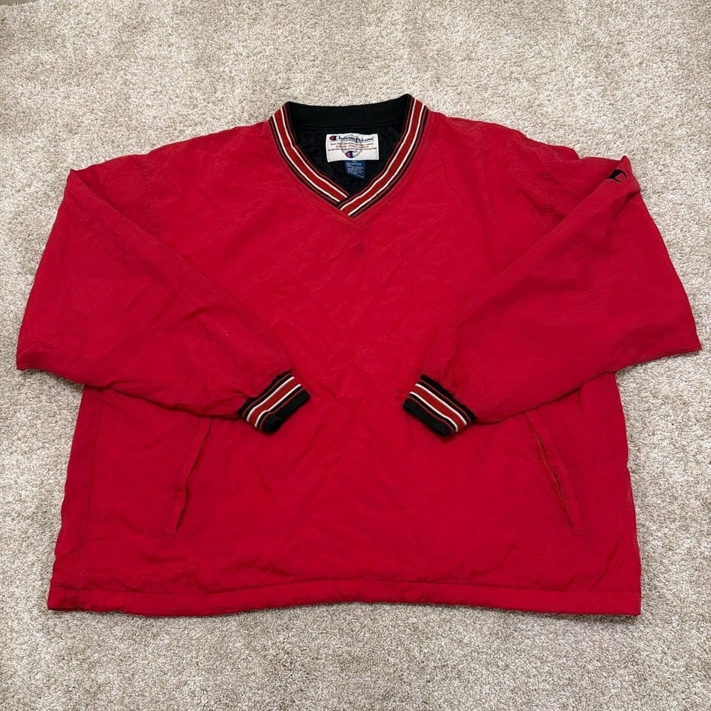 90s Champion Pullover Windbreaker | Red | XXL
